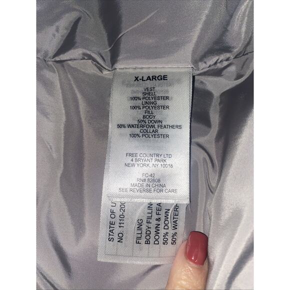 Free Country Women's Size XL Puffer Quilted Vest White Pockets Zip Front - Picture 10 of 10